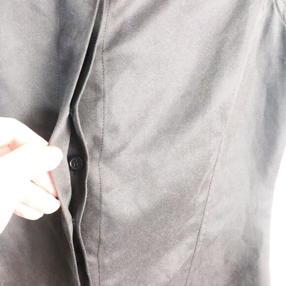 Factory Erik Hart Button Down Cap Sleeve Shirt Dress 6 Black - Picture 4 of 9